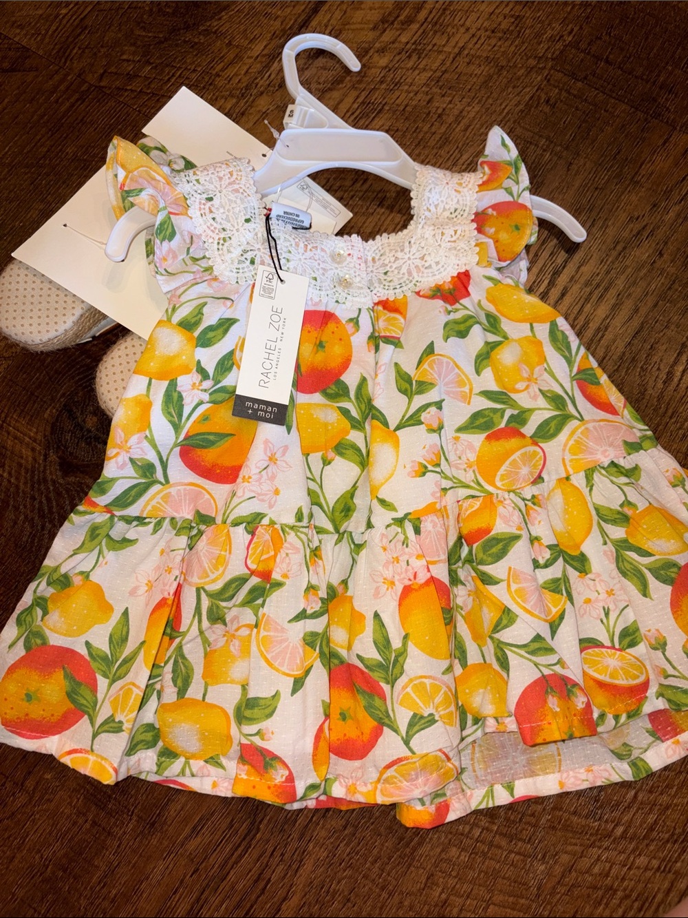 NWT Rachel Zoe Baby Citrus Print Dress with Shoes and Headband - 3-6M - Picture 2 of 3